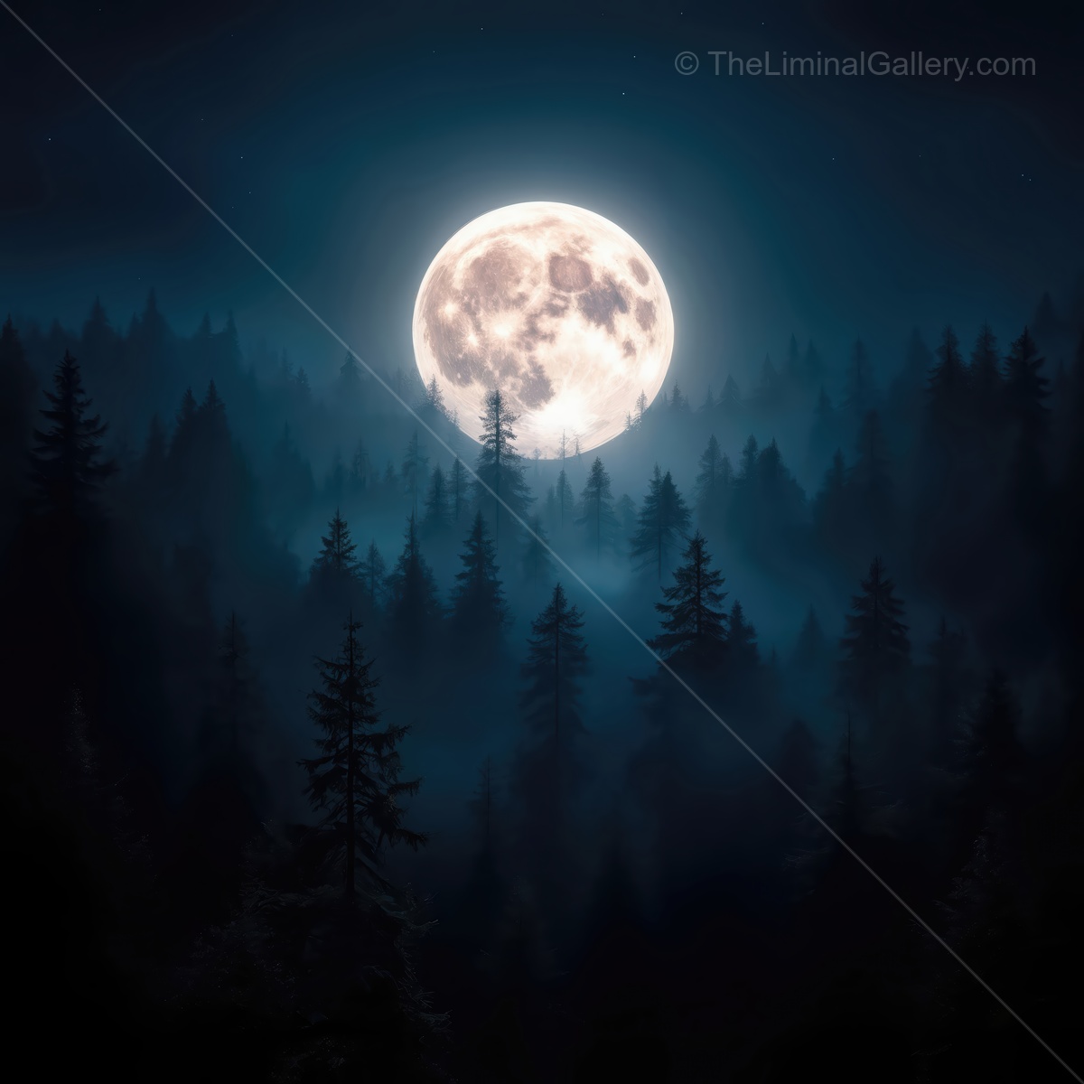 Moonlit forest whispers under a captivating night sky filled with tranquility and mystery
