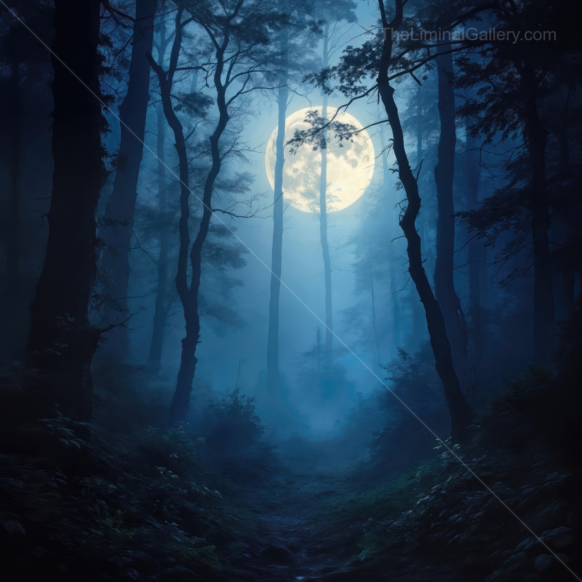 Moonlit forest path reveals nature's hidden magic at twilight
