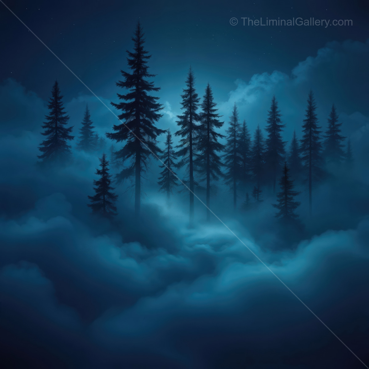 Embracing the mystical allure of misty forests under a starlit sky