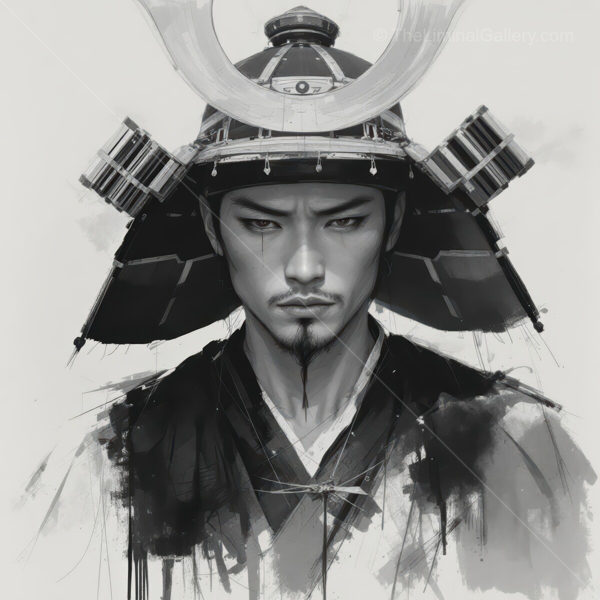 Japanese soldier spirit emerges boldly in traditional armor, embodying honor and strength in battle-ready stance