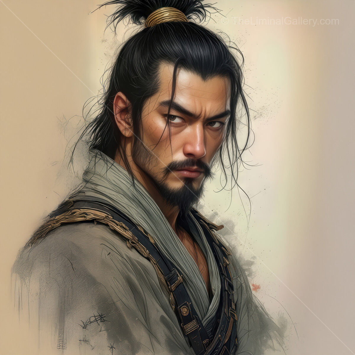 Warrior spirit embodies strength and determination in a serene portrait