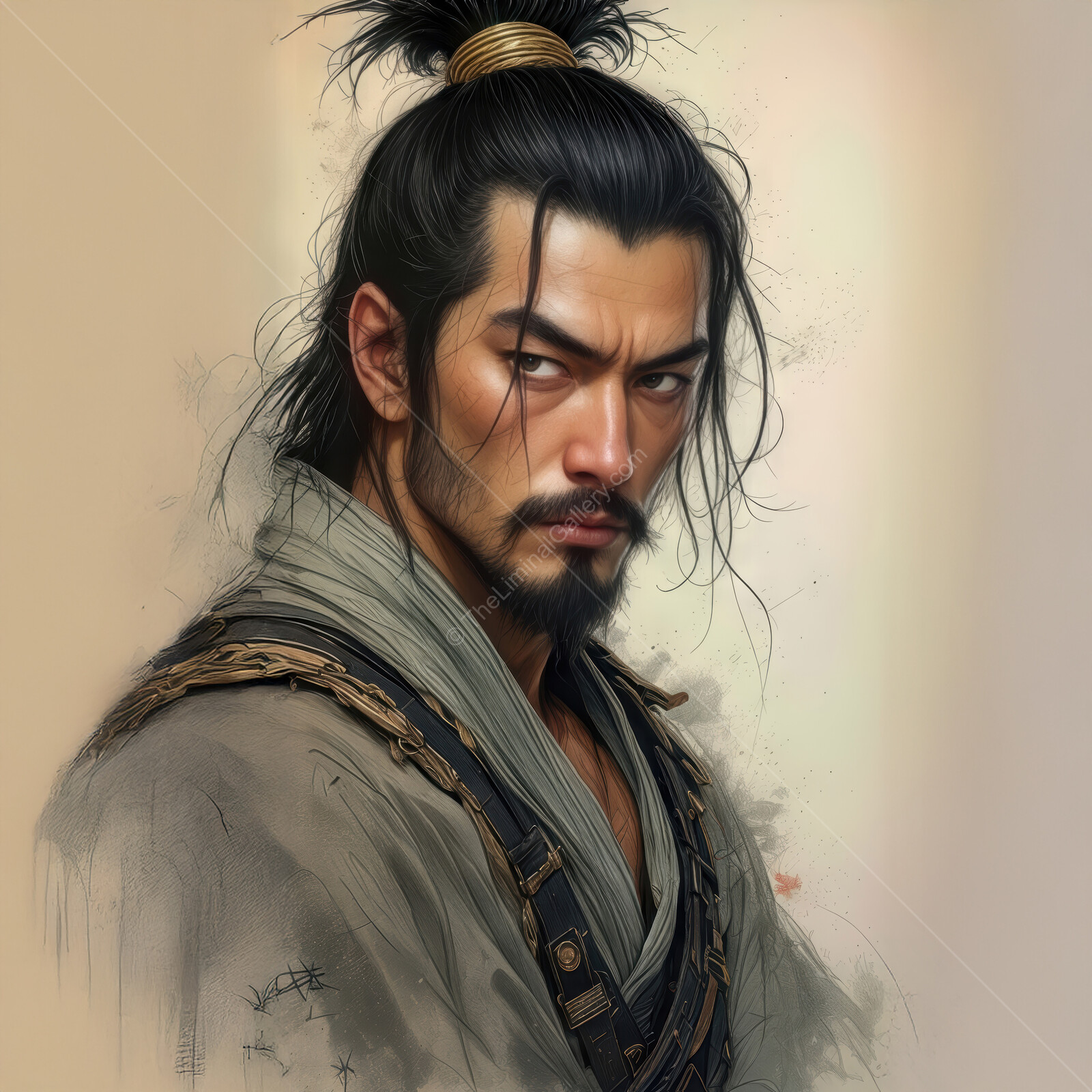Warrior spirit embodies strength and determination in a serene portrait