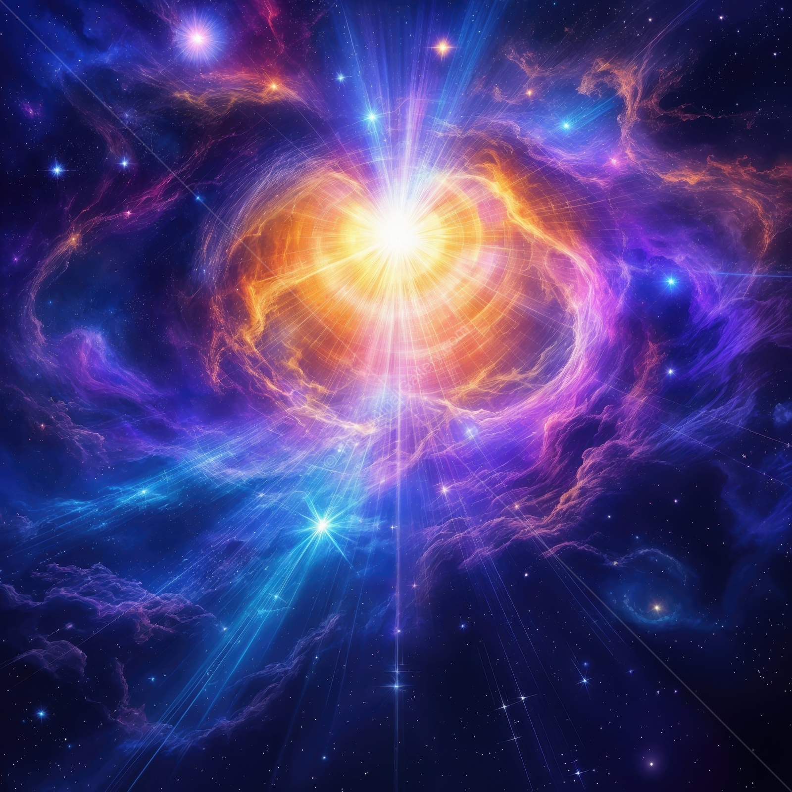 Cosmic explosion radiates vibrant colors in deep space, revealing the wonders of a distant galaxy