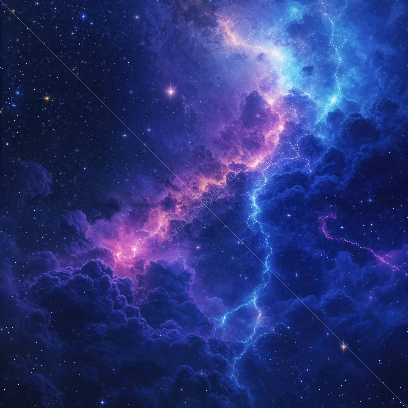 Vibrant cosmic storm in a distant galaxy illuminating the night sky with brilliant colors and energy