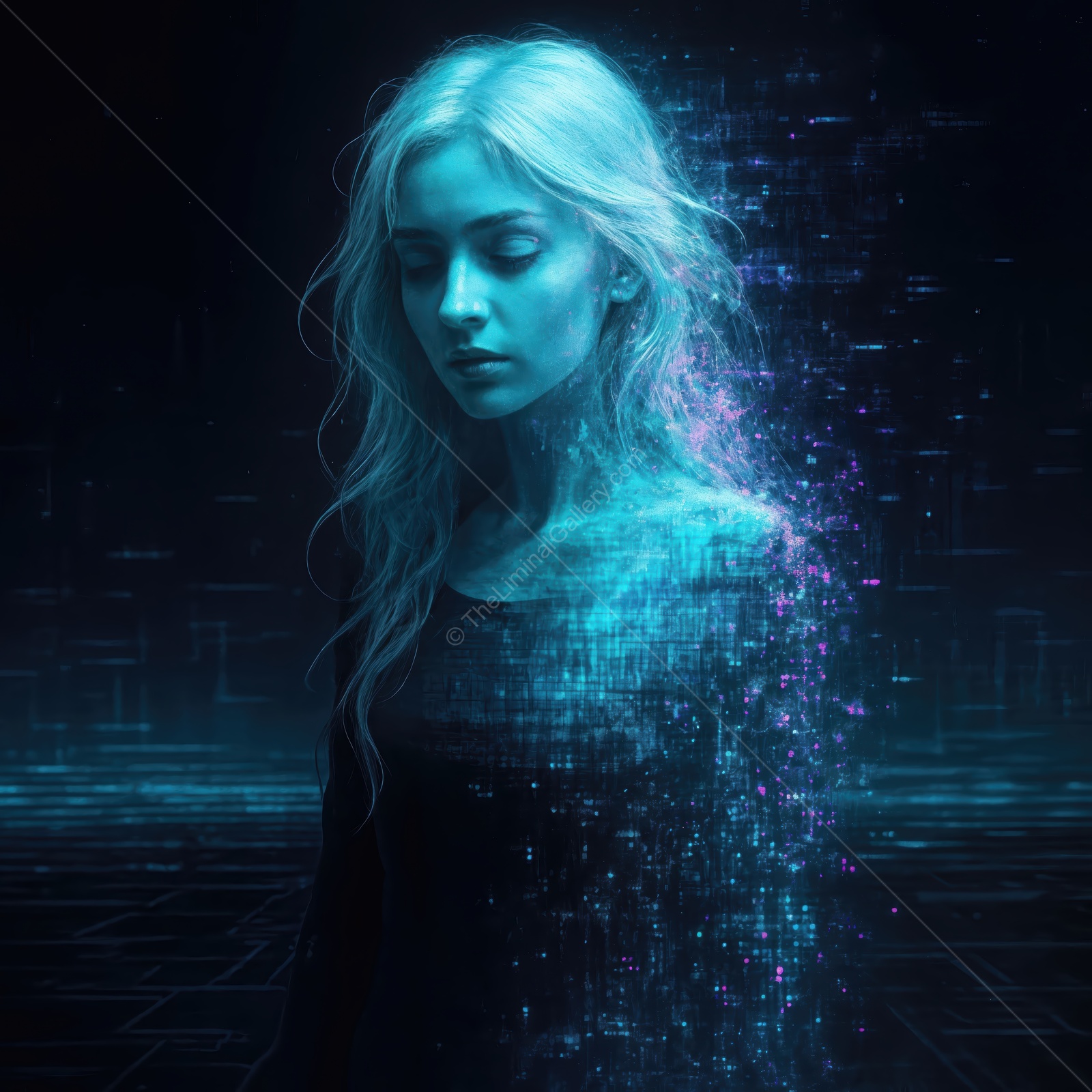 Digital essence emerges in a futuristic realm filled with cybernetic wonders and vibrant light reflections