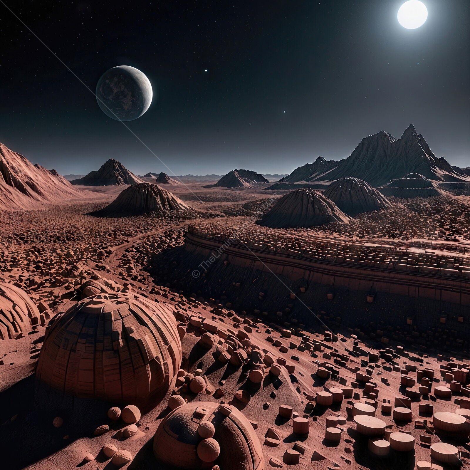 Exploring the surreal landscapes of a distant planet under a starry sky