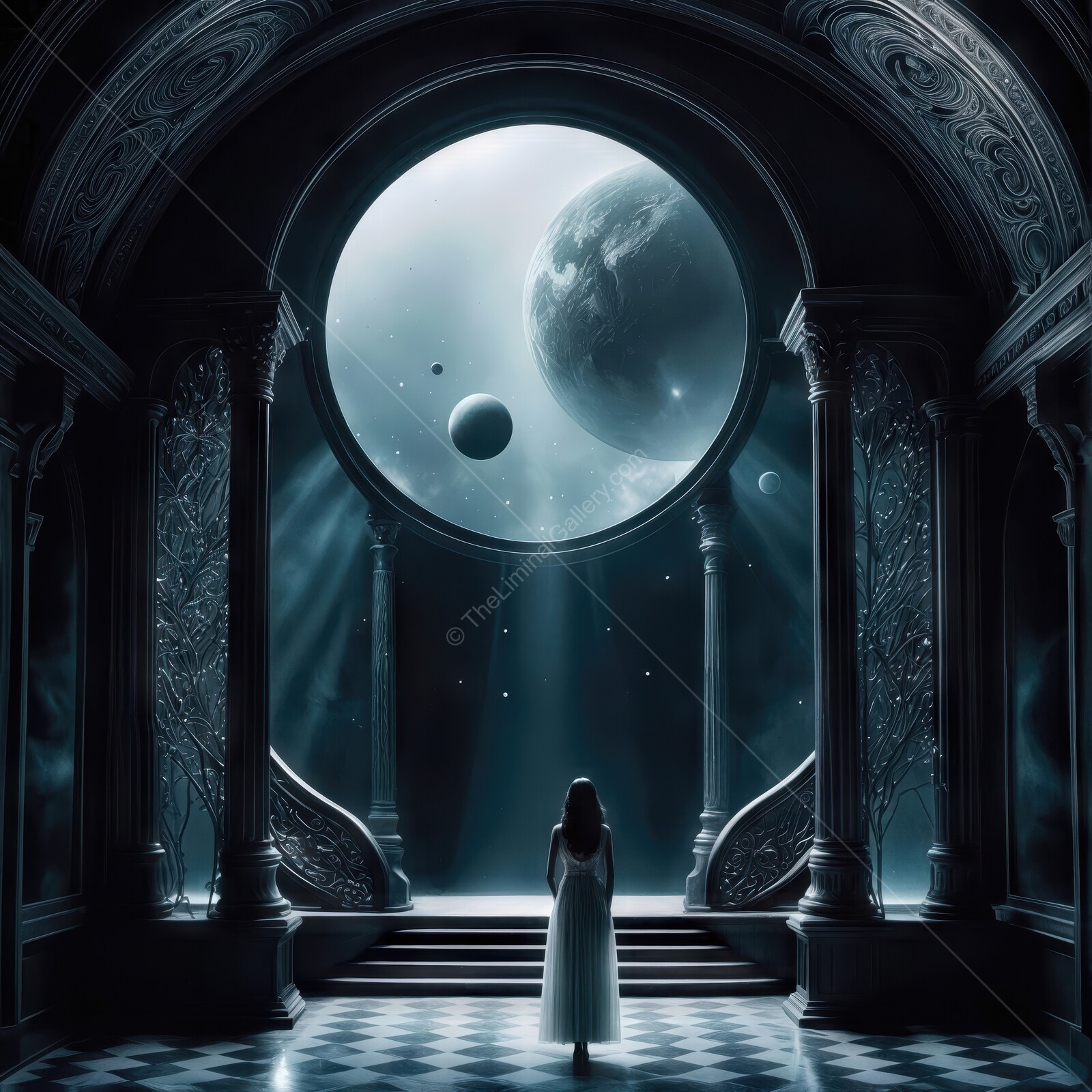 Exploring celestial wonders from a mystical realm filled with cosmic dreams