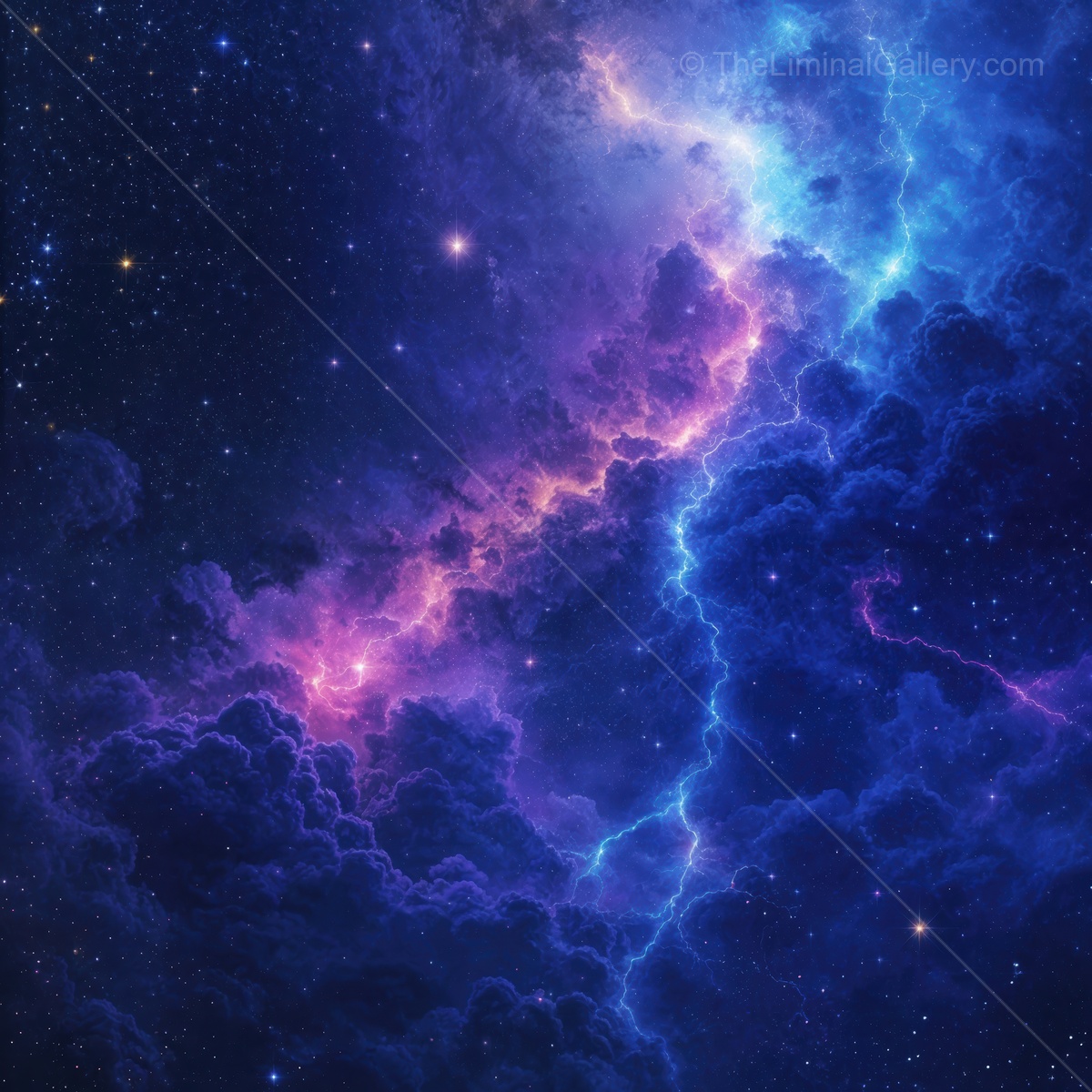 Vibrant cosmic storm in a distant galaxy illuminating the night sky with brilliant colors and energy