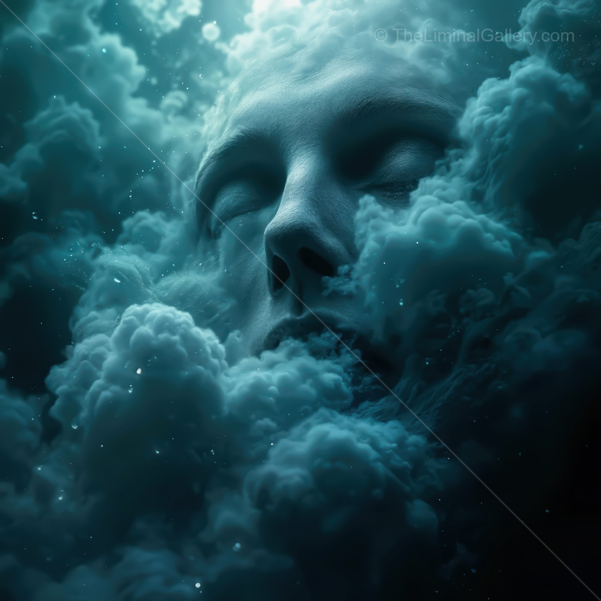 Visions of serenity as a dreamlike face emerges from a mystical cloud formation during twilight hours