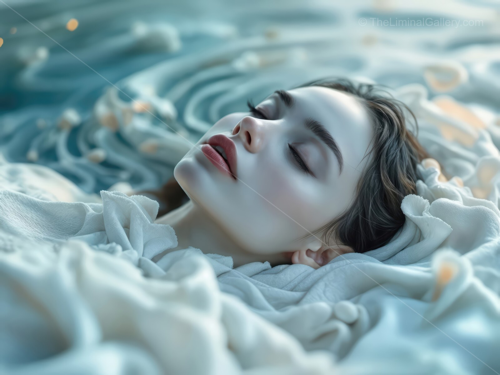 Serenity and calm grace in tranquil waters at twilight with gentle waves and soft reflections