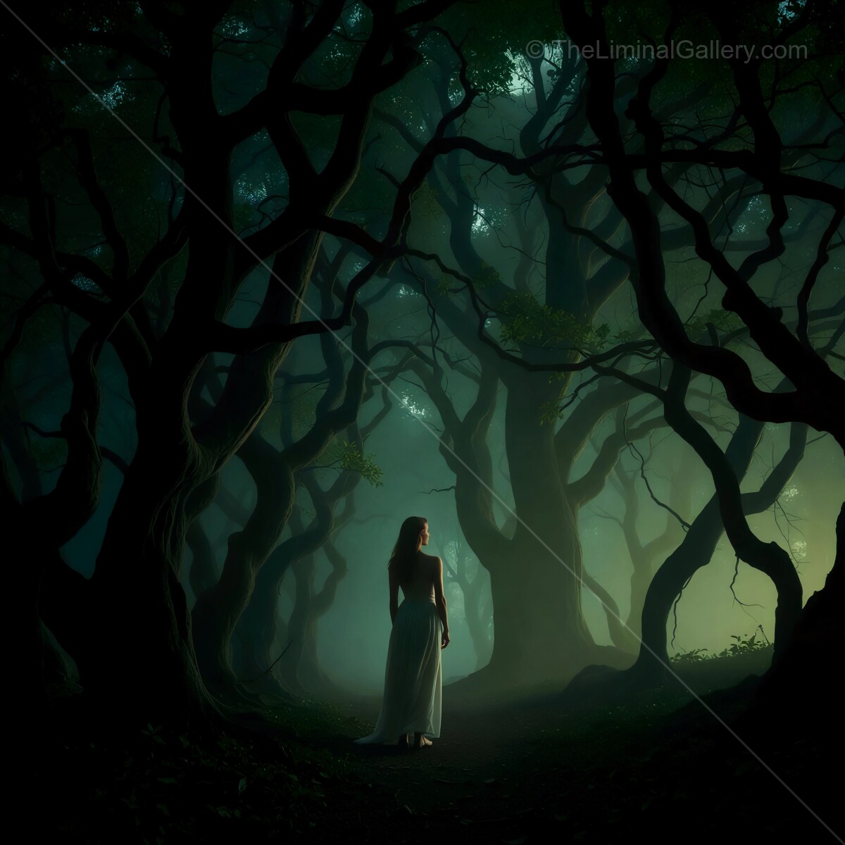 Mysterious encounter in an enchanted forest at twilight offers a glimpse into nature's secrets