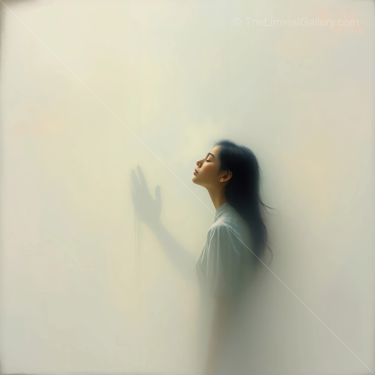 Quiet introspection in a misty atmosphere at dawn