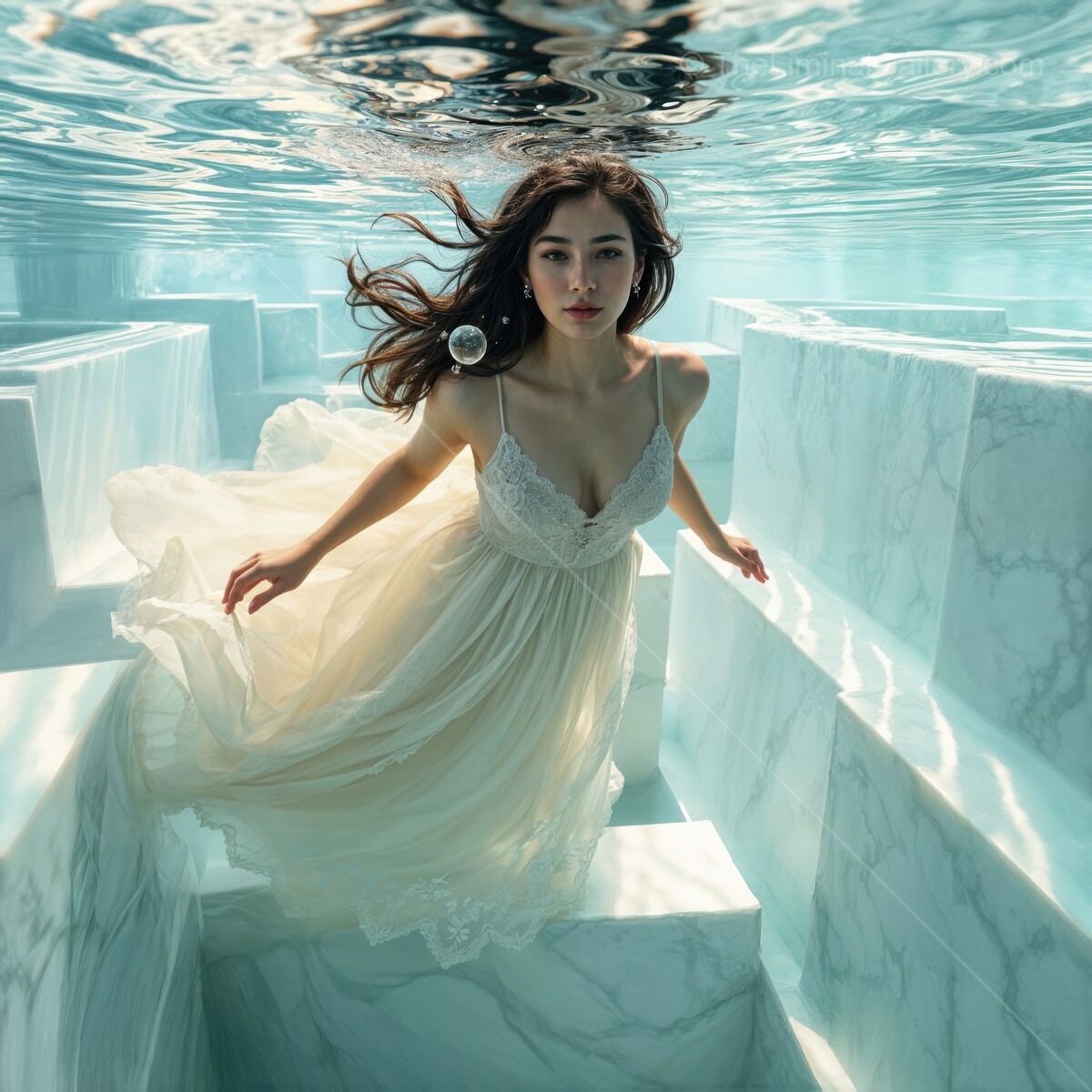 Elegance meets serenity in an underwater wonderland at a dreamy aquatic venue