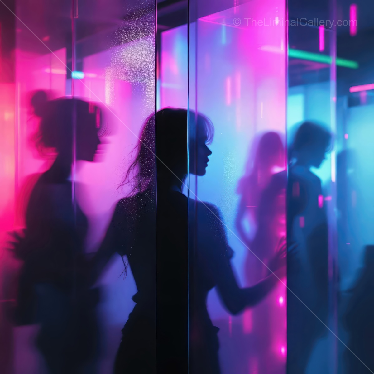 Colorful silhouettes dance energetically in a vibrant, illuminated space during a lively evening gathering