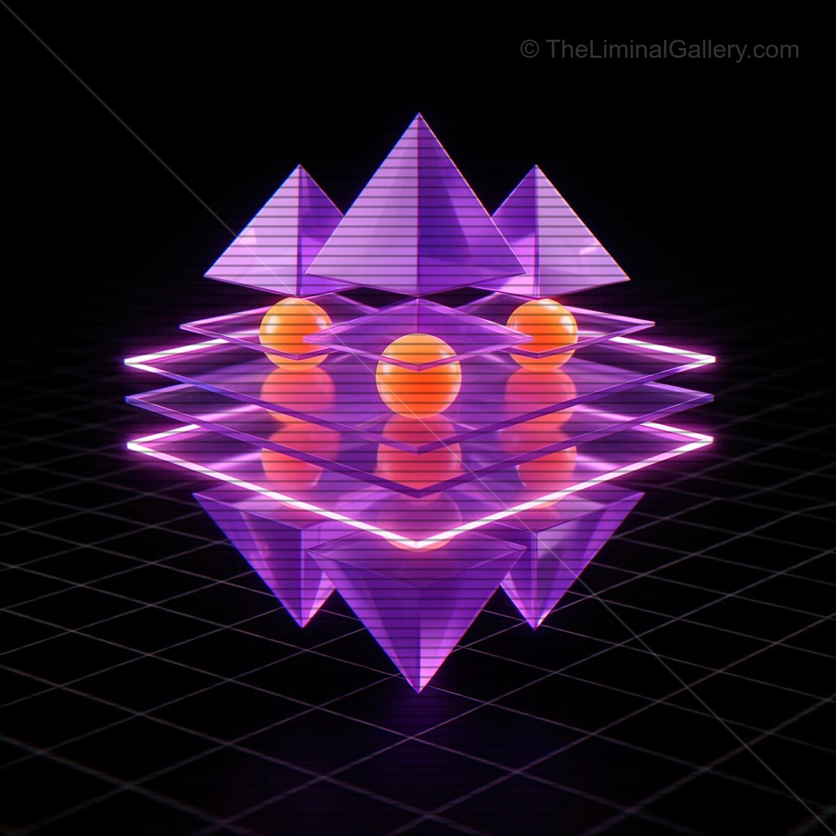 Vibrant synthwave glass shapes with bold VHS lines creating a futuristic visual experience