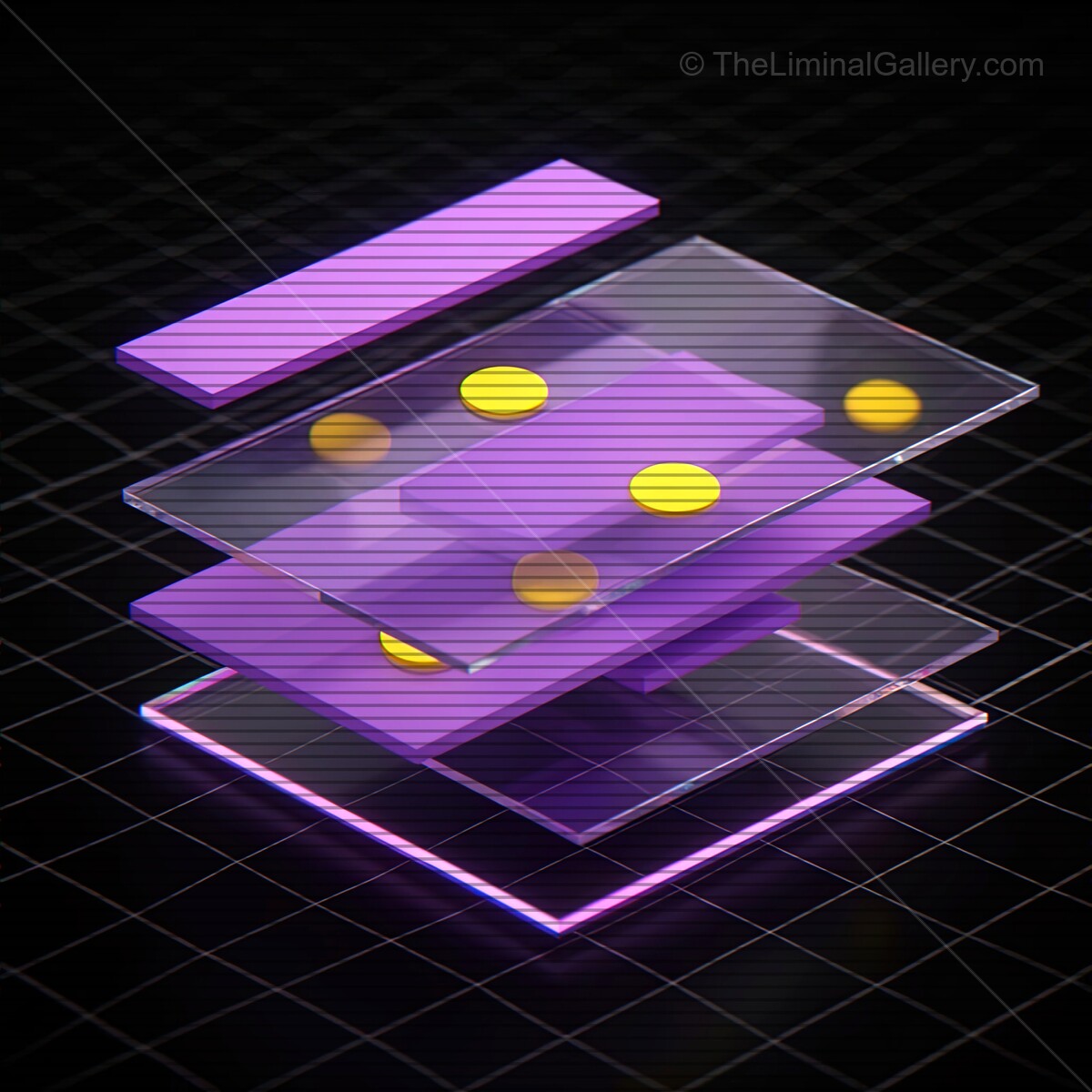 Vibrant synthwave glass shapes with VHS lines create a futuristic visual experience in digital design