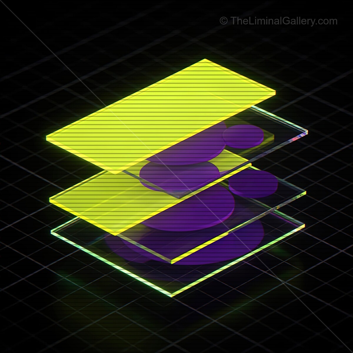 Exploring vibrant synthwave shapes with retro VHS lines in a neon dreamscape at night