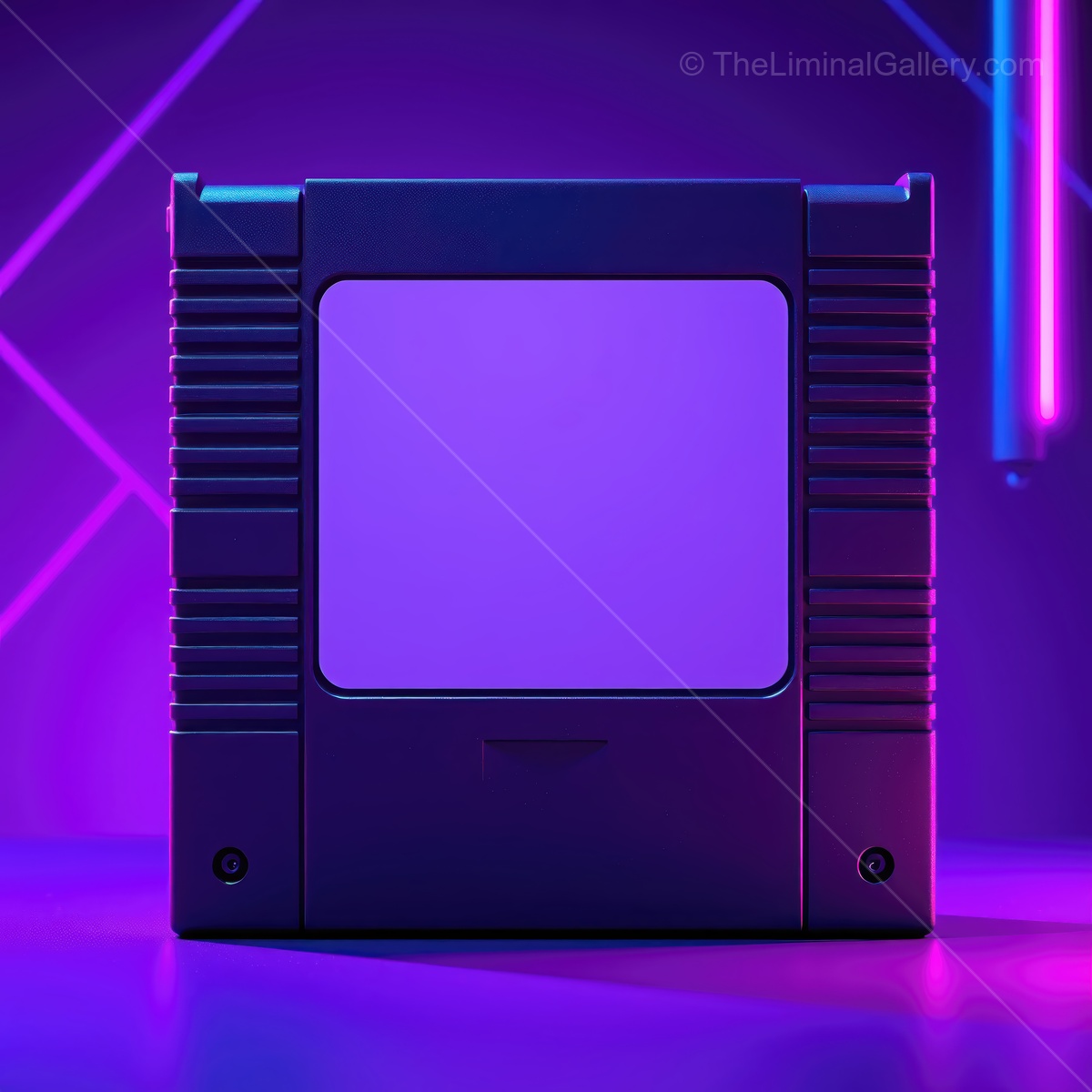 Retro gaming console illuminated by vibrant neon lights in a modern digital setting