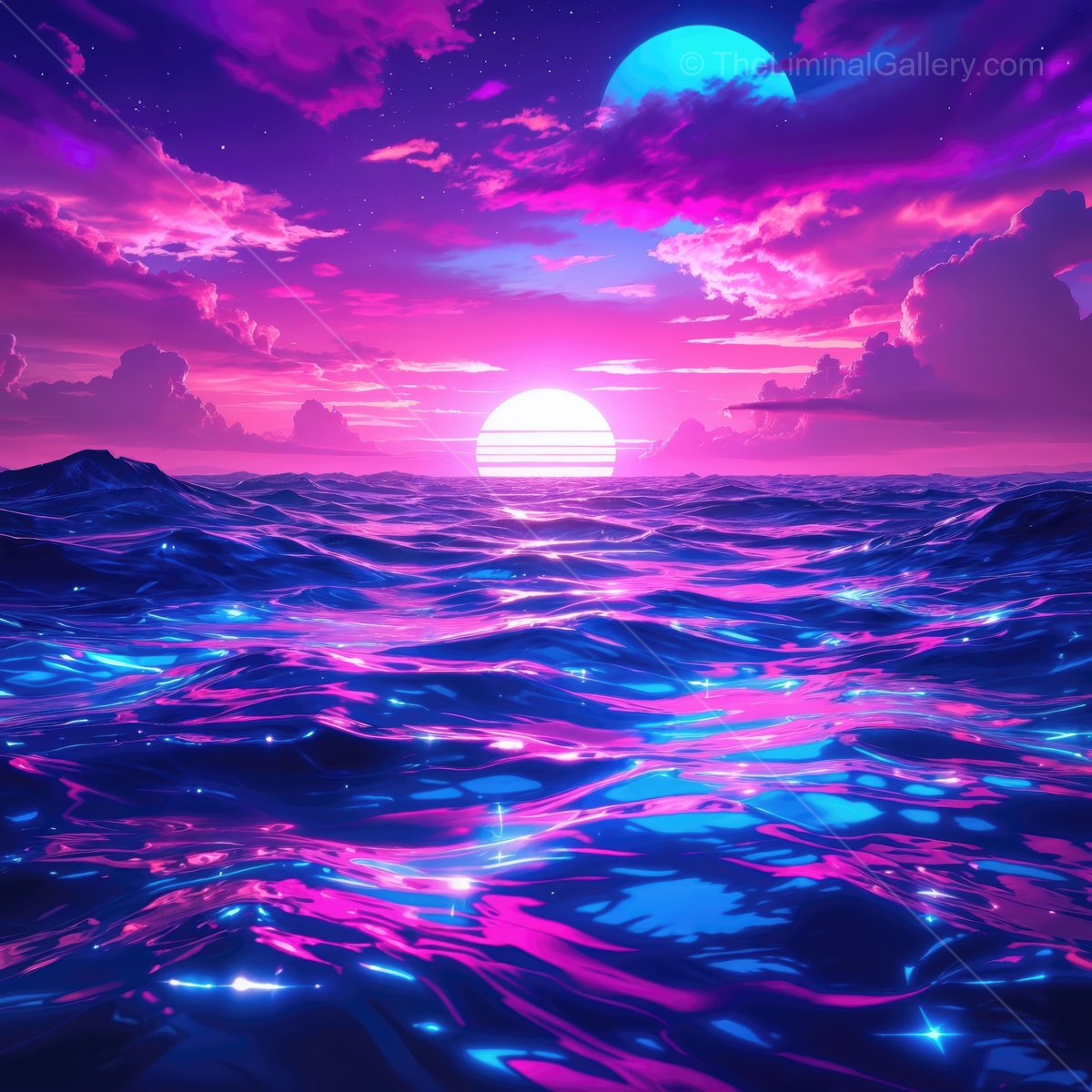 Vibrant sunset over the ocean with colorful clouds and reflections