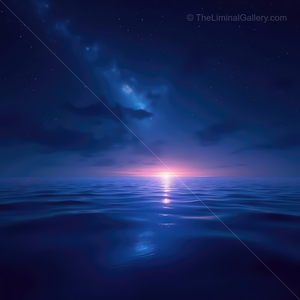 Sublime synthwave ocean scene at twilight with mesmerizing hues and tranquil waves