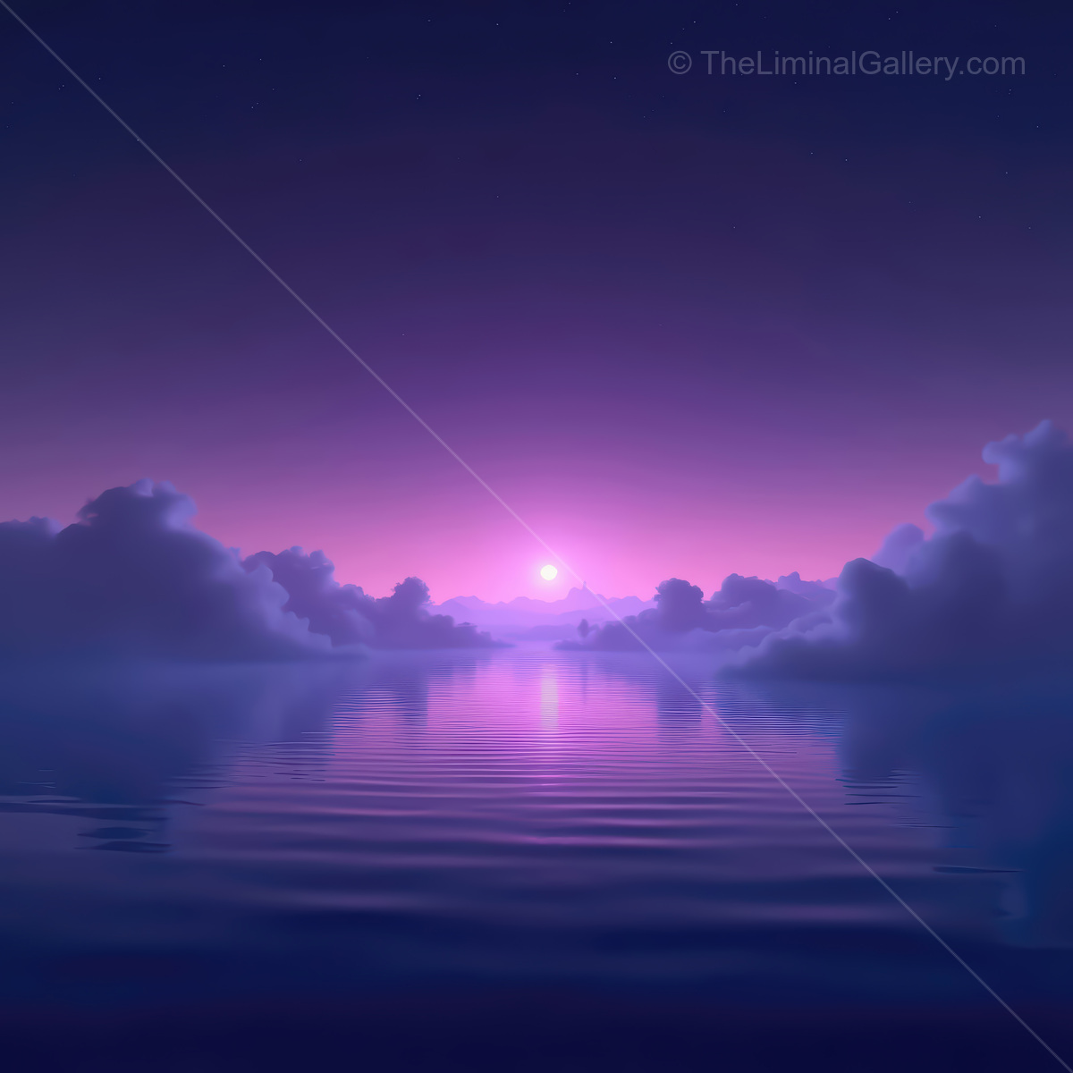 Sailing through a synthwave ocean as dusk paints the sky in vibrant hues of purple and pink