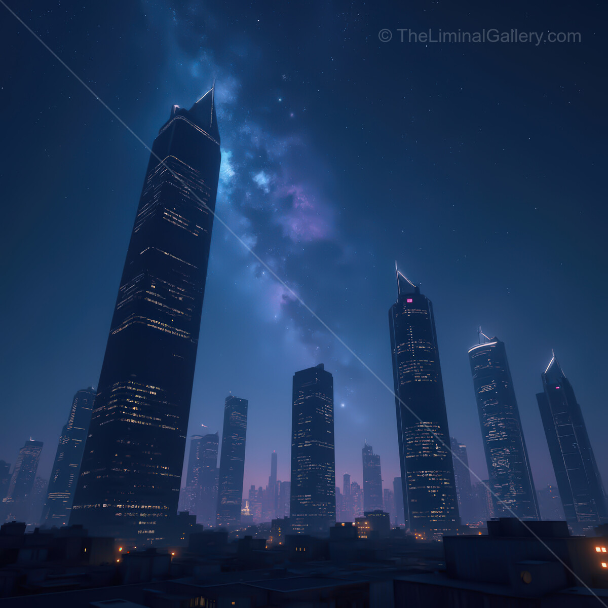 Explore the neon glow of a synthwave city under a starlit sky filled with vibrant colors and futuristic skyscrapers