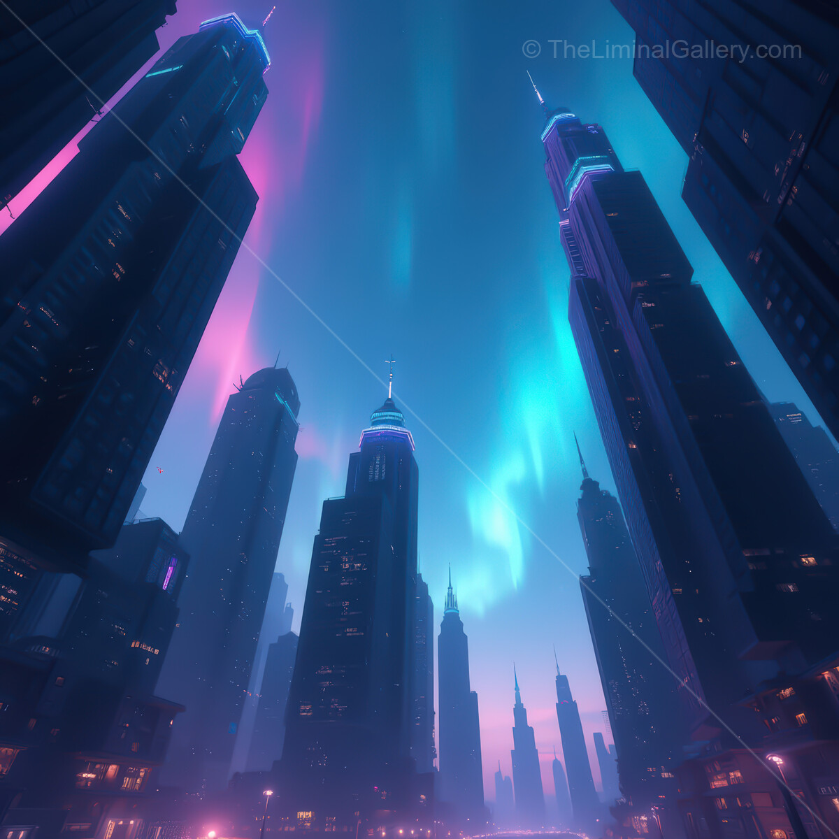 Neon skyline glows as twilight descends over a vibrant synthwave cityscape