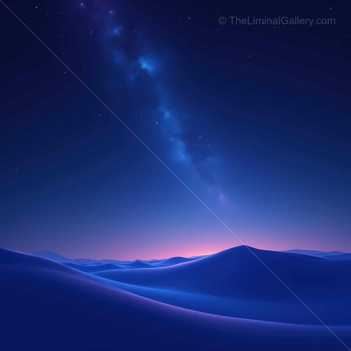 Vibrant synthwave desert at twilight with a dreamy sky and endless dunes reflecting neon hues