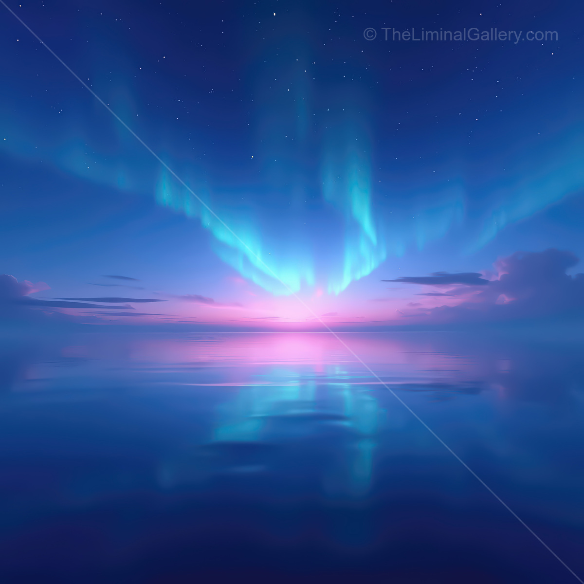 Vibrant synthwave ocean under a starry sky showcases captivating colors at twilight