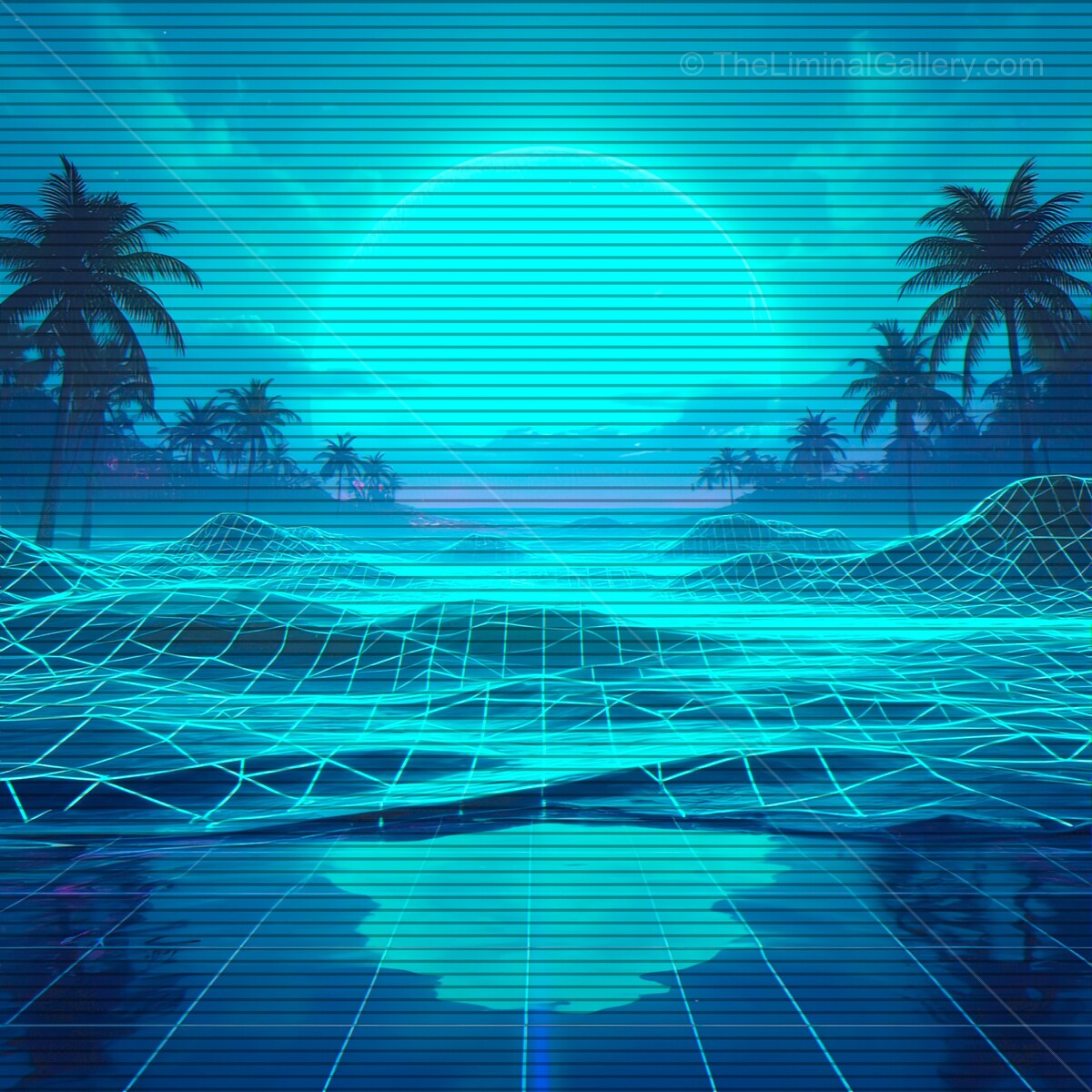 Exploring vibrant synthwave horizons filled with neon colors and retro vibes under a mesmerizing moonlit sky