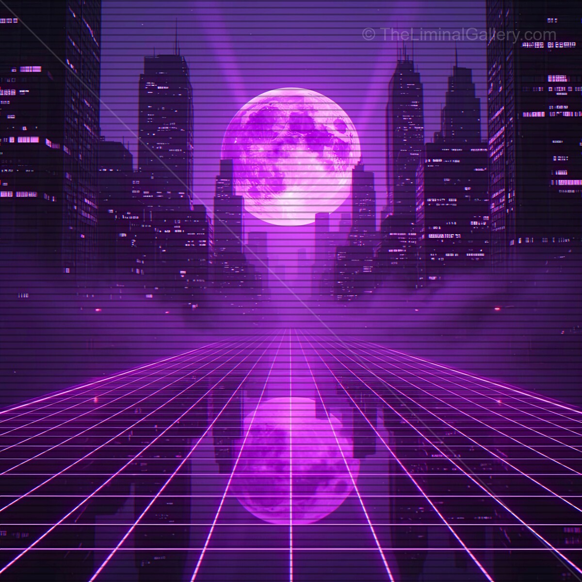 Journey through a neon cityscape under a glowing retro moon with vibrant synthwave vibes