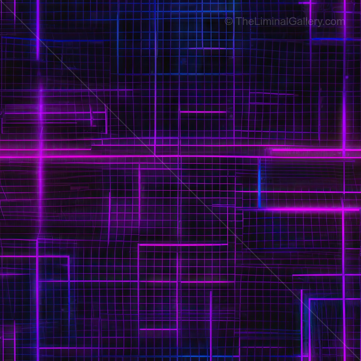 Vibrant 80s synthwave geometric lines create an abstract digital landscape of neon colors