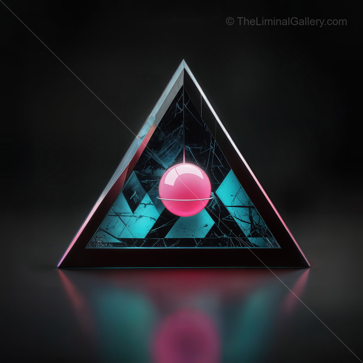 Vibrant geometric shape with glowing sphere at its center creating an enchanting visual display