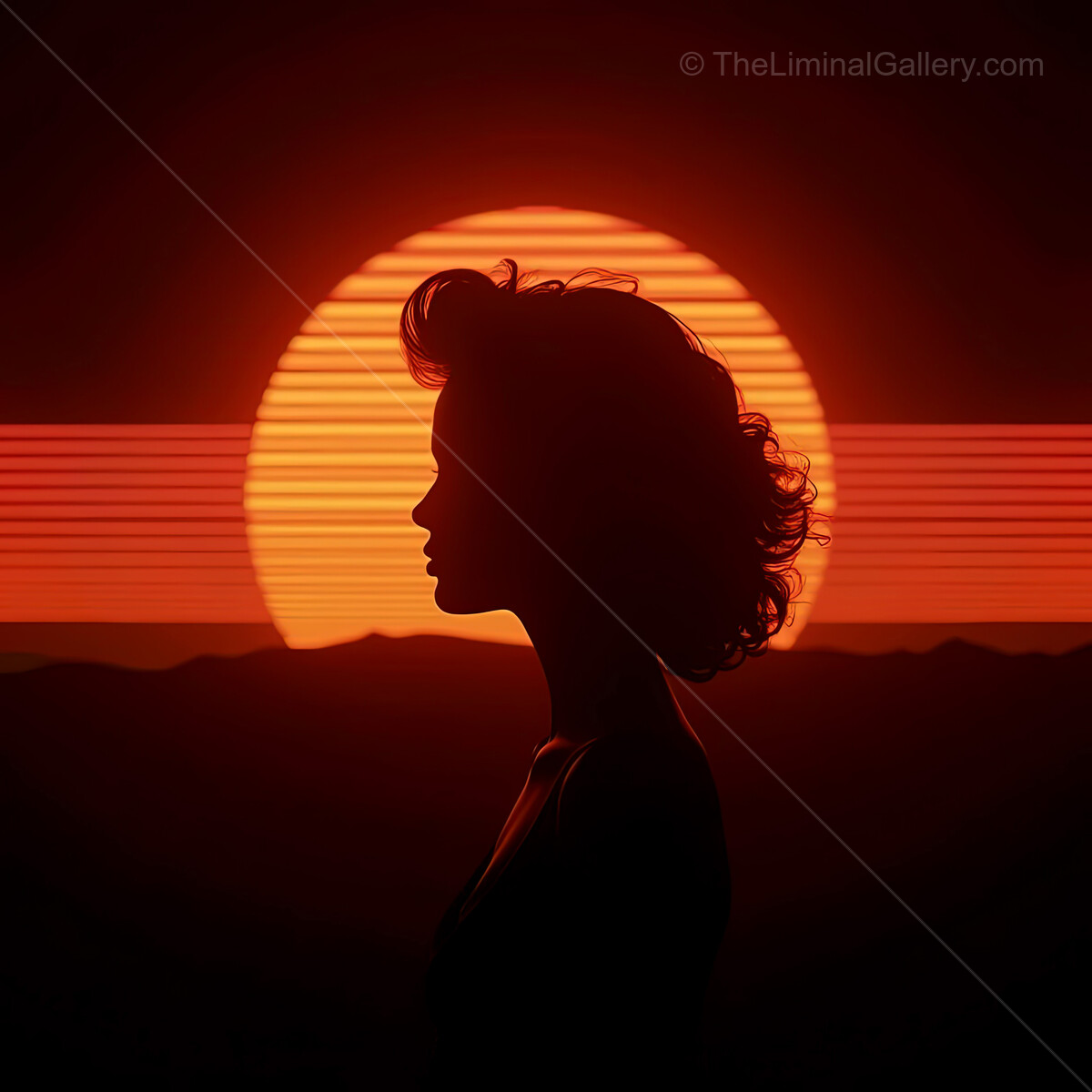 Vibrant synthwave sunset casting silhouettes in an enchanting retro landscape filled with nostalgia and vibrant colors
