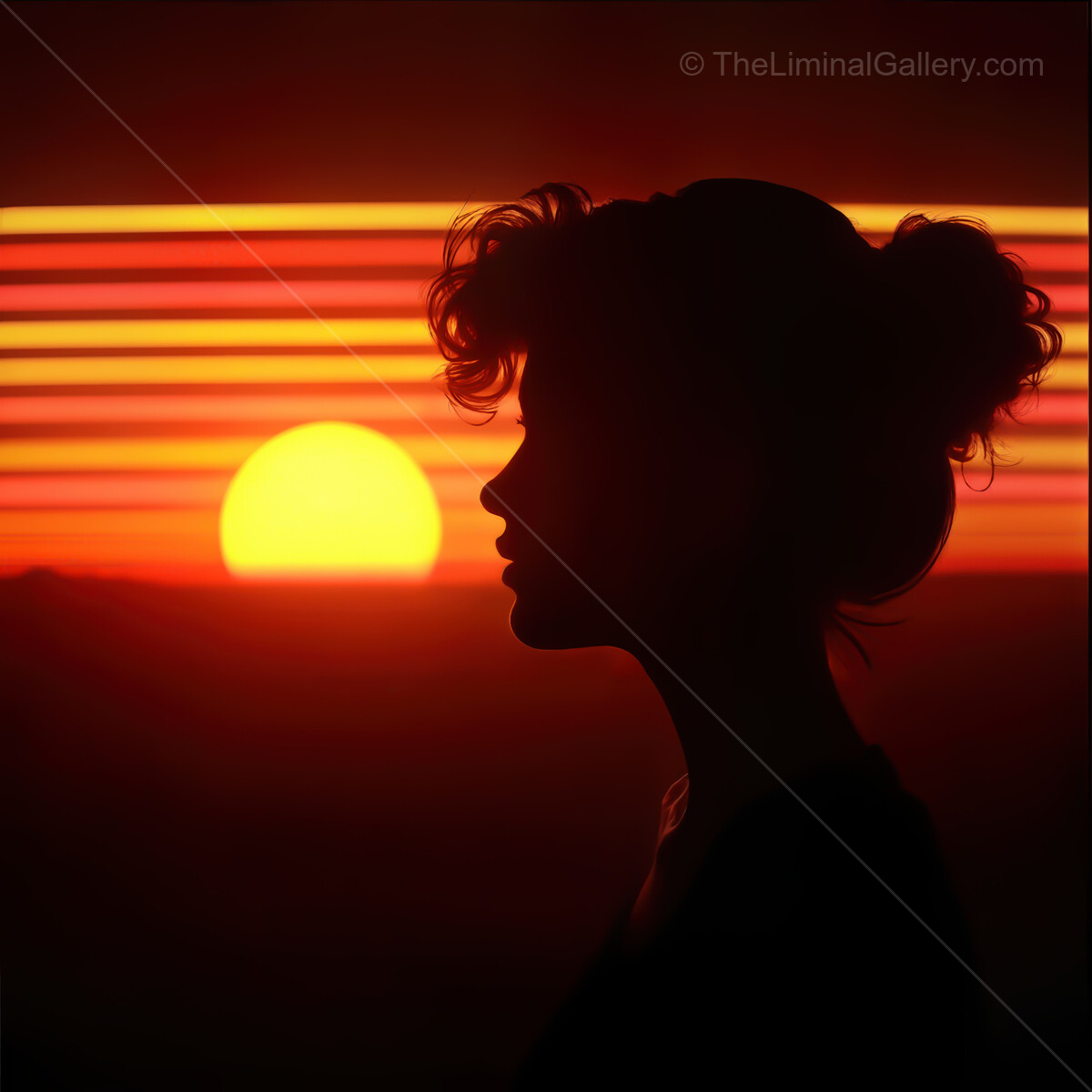Dreamy synthwave sunset silhouette with vibrant colors creating a mesmerizing atmosphere of nostalgia and beauty