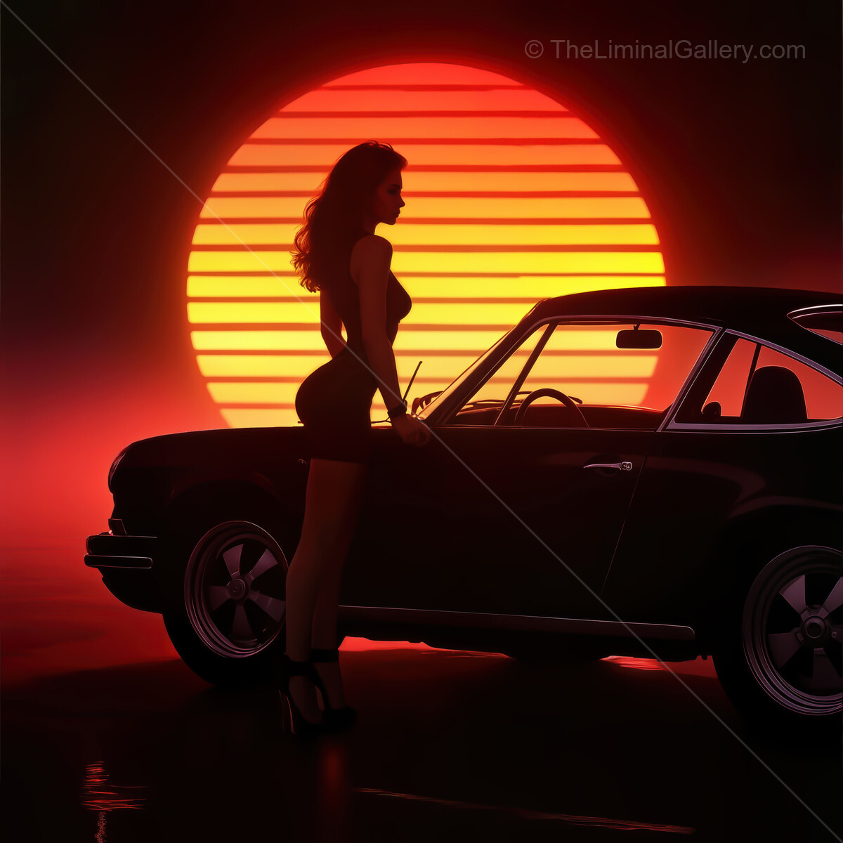 Sunset dreams awaken in a retro world filled with vibrant colors, sleek cars, and a sense of nostalgia