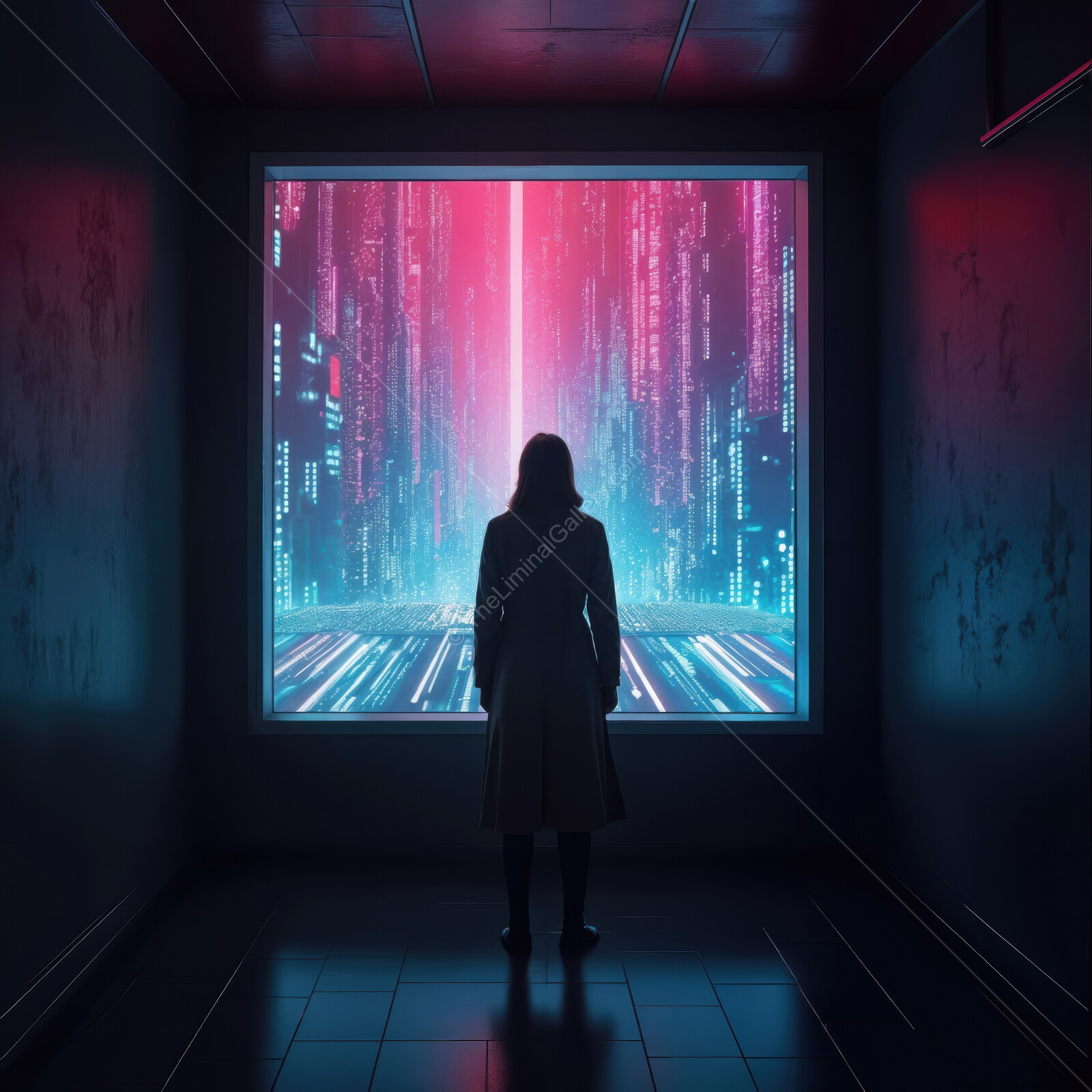 Synthwave vision of the future in a vibrant digital landscape at twilight