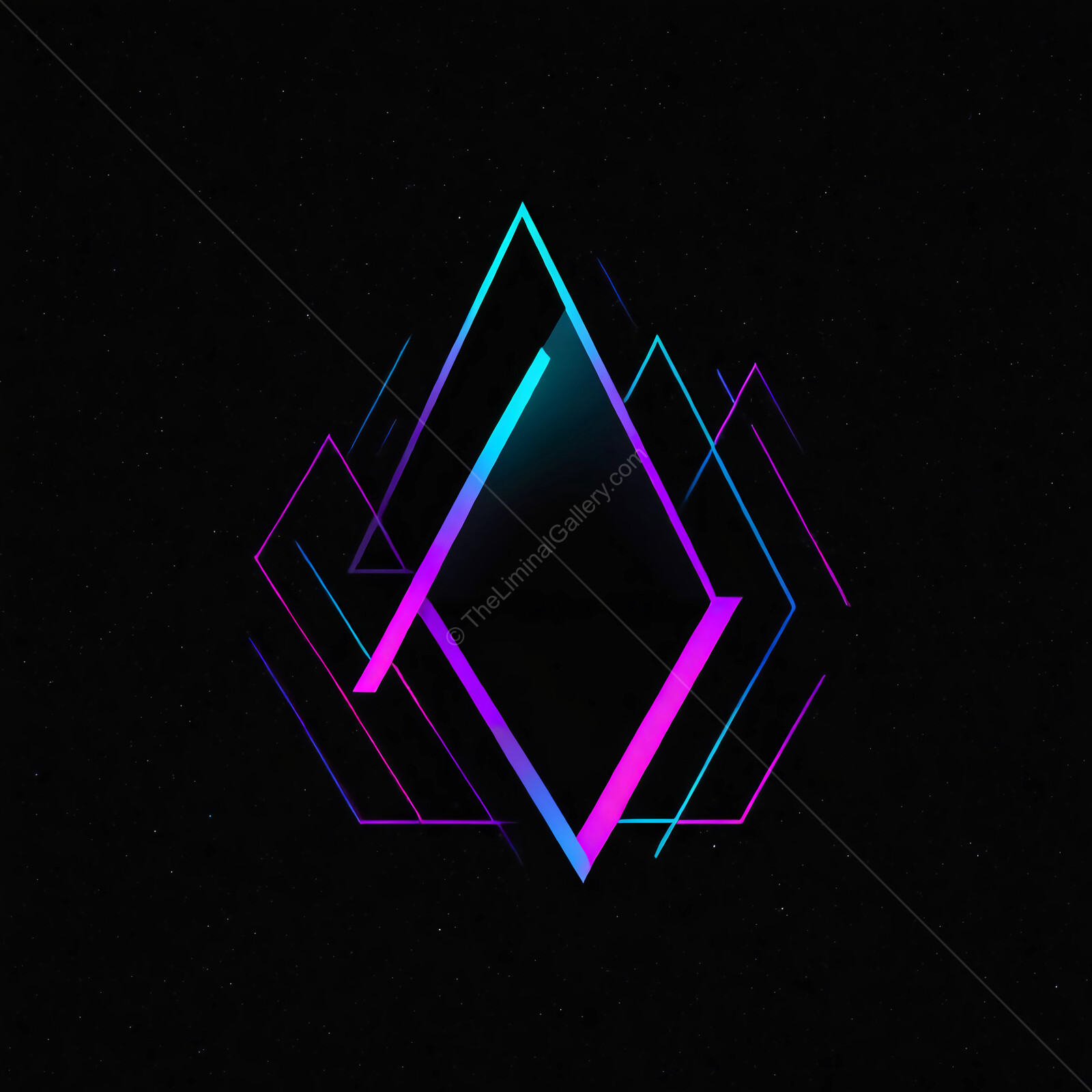 Vibrant 80s geometric patterns illuminate a dark backdrop in a futuristic design exploration