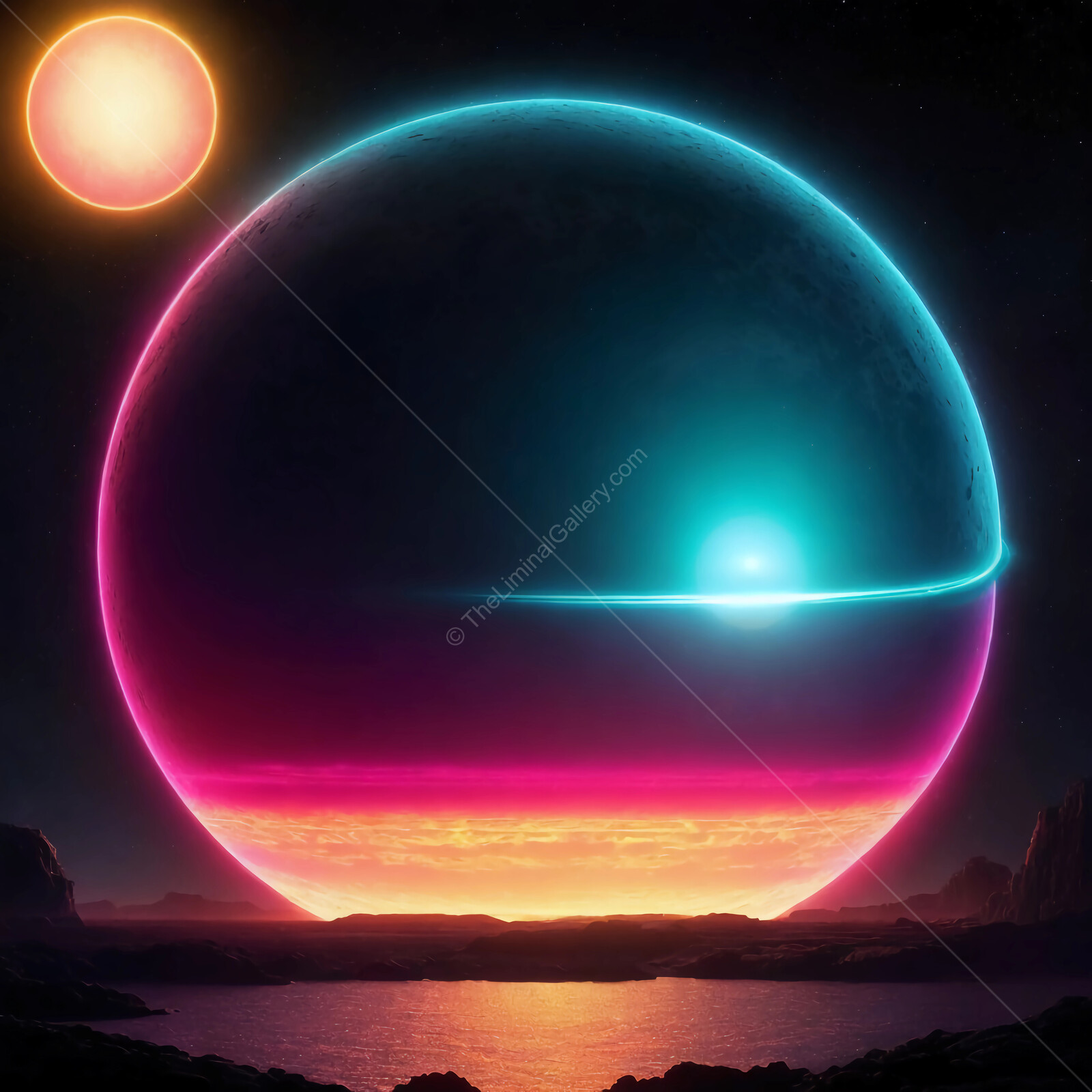 Vibrant cosmic landscape with radiant planets in a mesmerizing twilight atmosphere