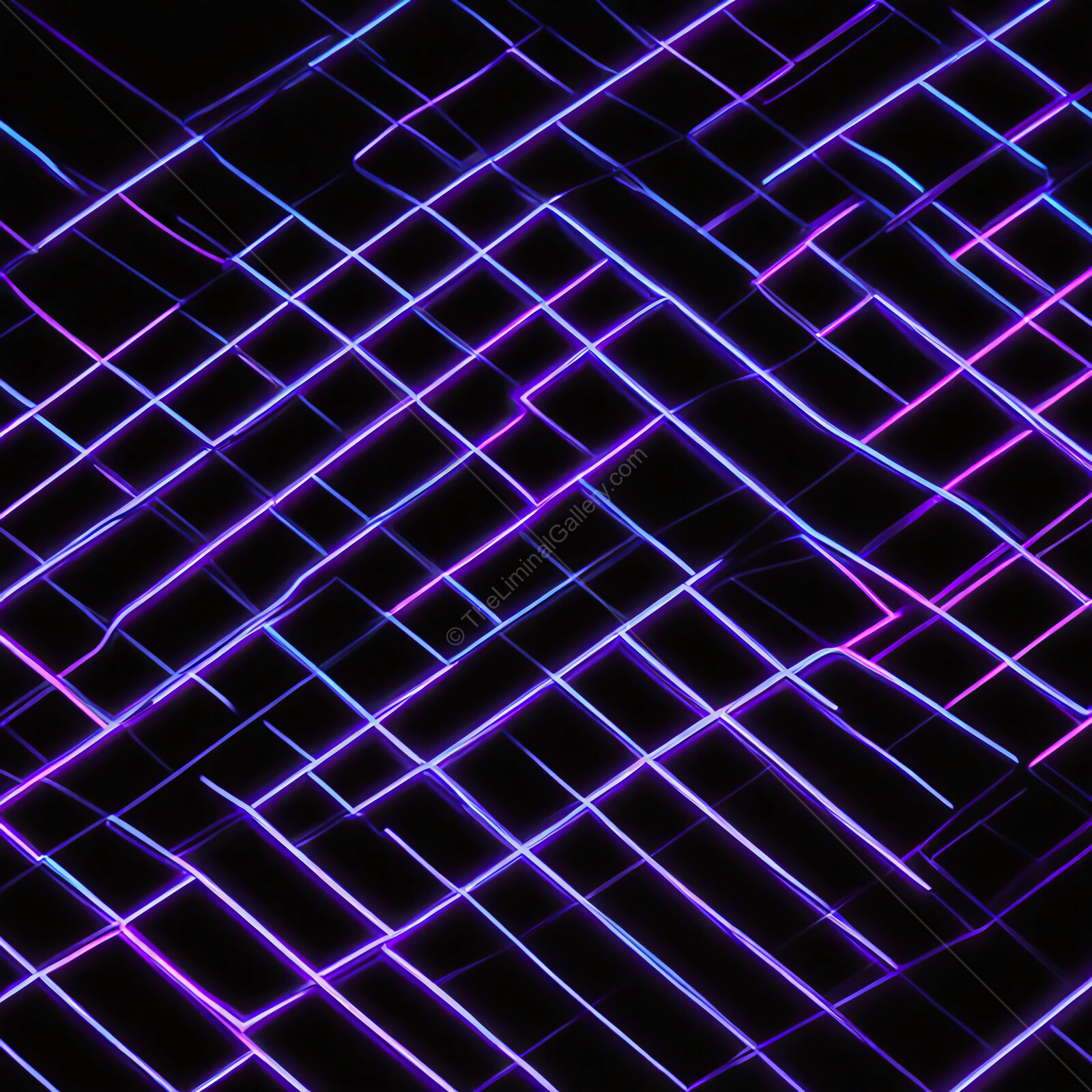 Vibrant neon lines intersect in an abstract pattern, creating a mesmerizing digital landscape