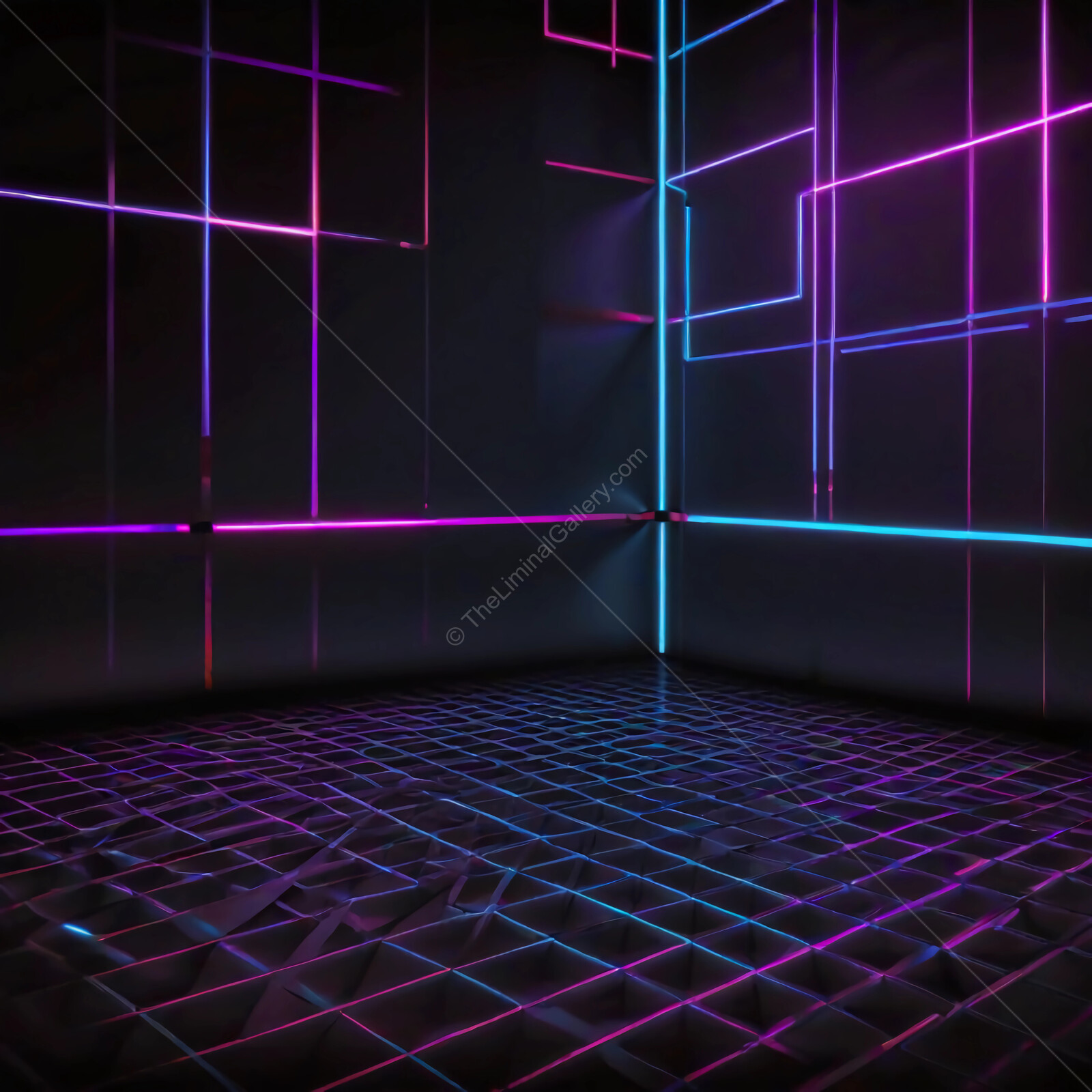 Experience the vibrant glow of neon lights illuminating a futuristic space in an artistic display of colors