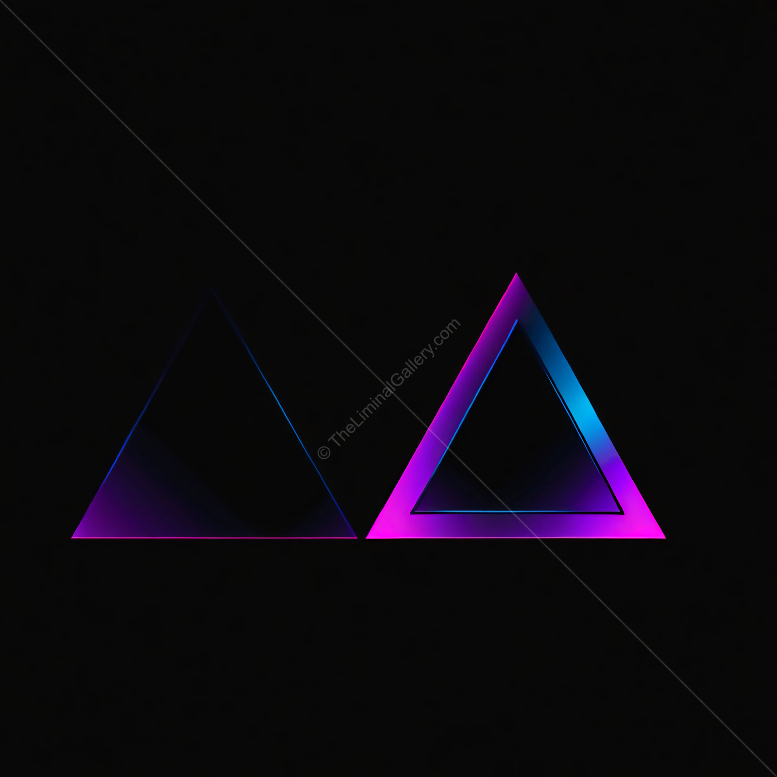 Dynamic 80s synthwave neon triangles illuminated against a dark background for a striking visual experience