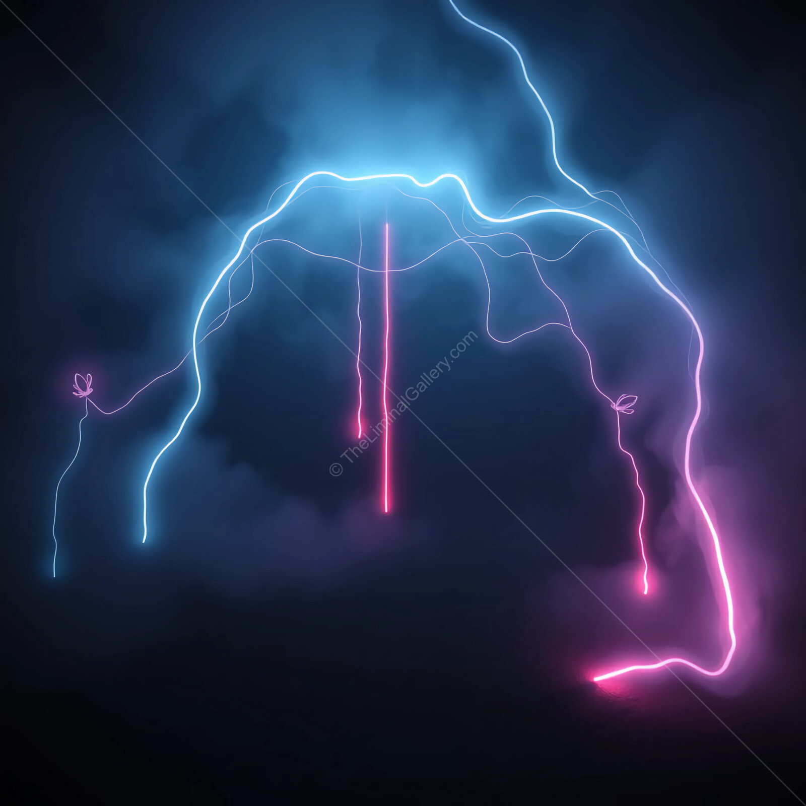 Vibrant electric storm captivates the night sky with dazzling neon lights