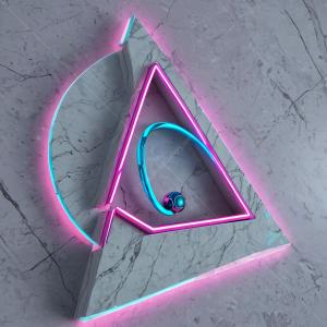 Geometric allure with neon accents in a modern artistic display