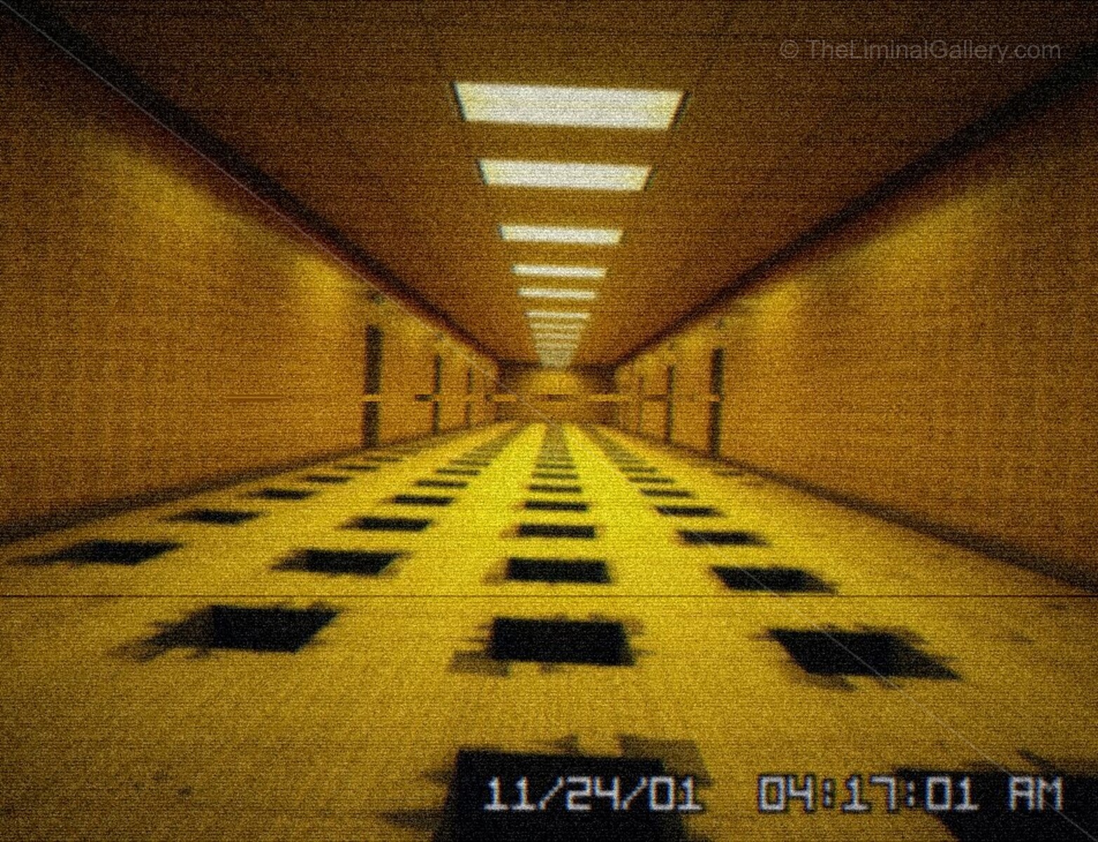 A gaping void cuts through the floor of Level 0, adding a terrifying and unsettling element to the liminal space.