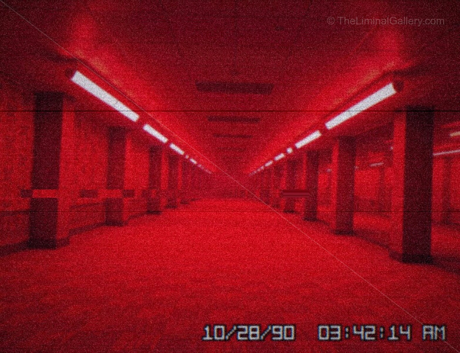 A disturbing, ominous glow emanates from these red rooms, hinting at the altered reality of the Backrooms.