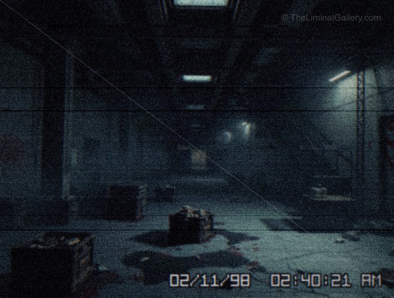 The dim, flickering lights of Level 1 illuminate a scene of desolation, hinting at its dangers.