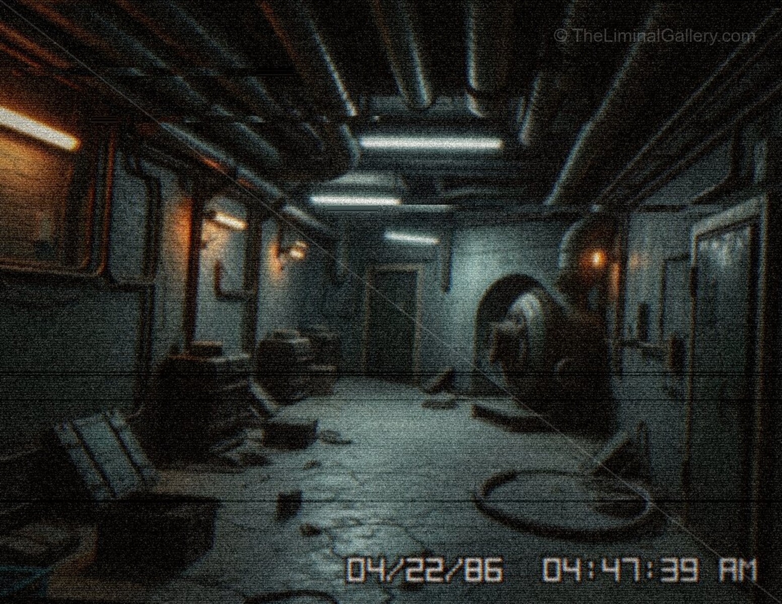 Rusting pipes and decaying walls create a claustrophobic and unsettling environment.