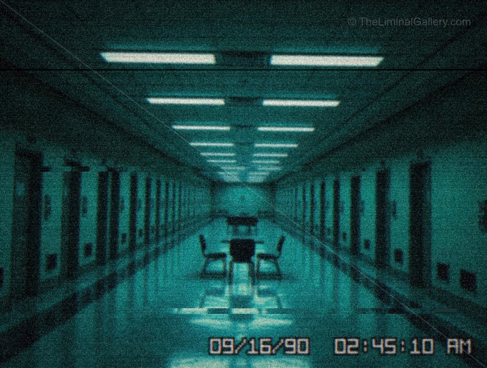 An eerie hallway of numbered doors in Level 21, evoking cryptic mystery and the unsettling Backrooms essence.