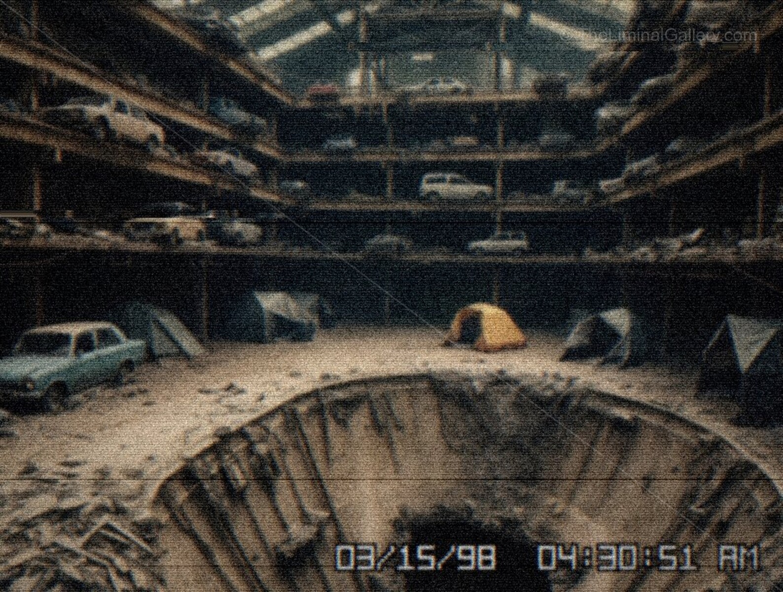 The decaying remnants of a forgotten structure evoke a sense of loss and isolation.